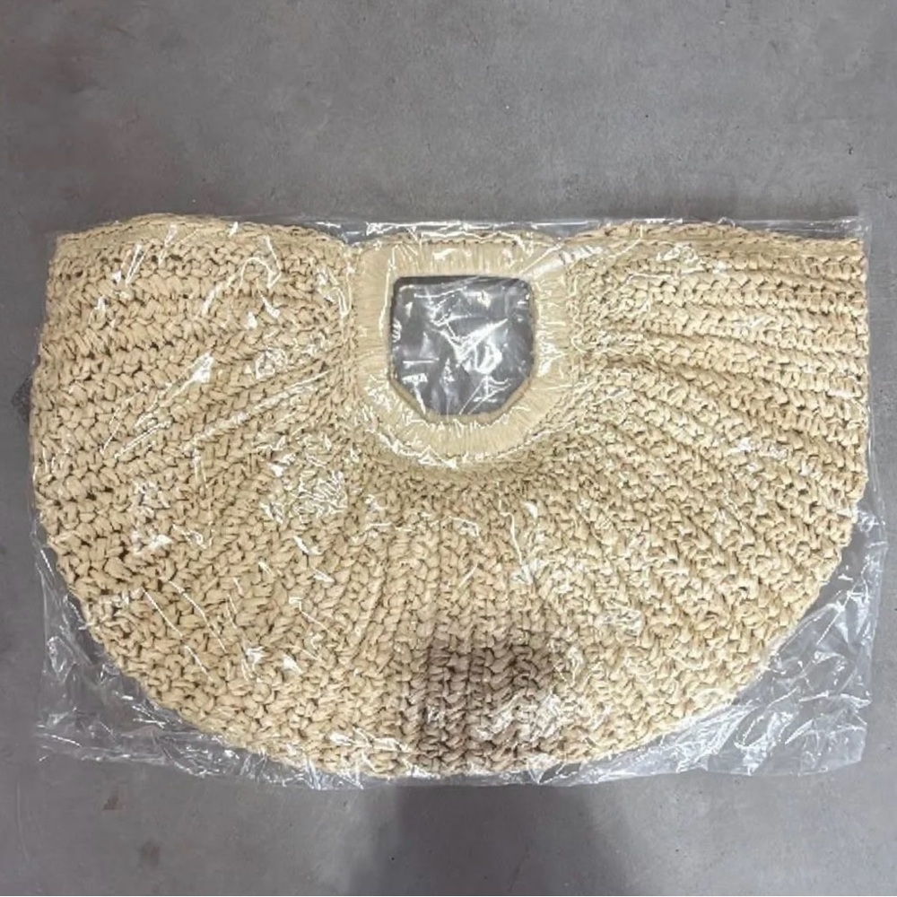 Ramla Bohemian Rattan Half Moon Bag - Cream - Picture 5 of 5